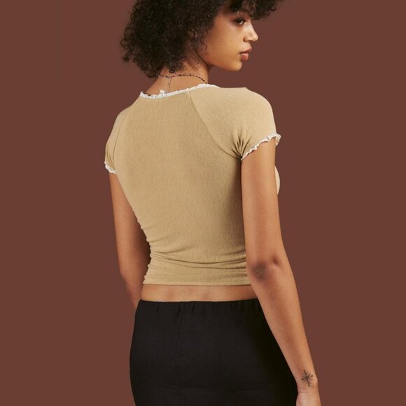 UNIF Women's Cream and Tan Top - Picture 4 of 4
